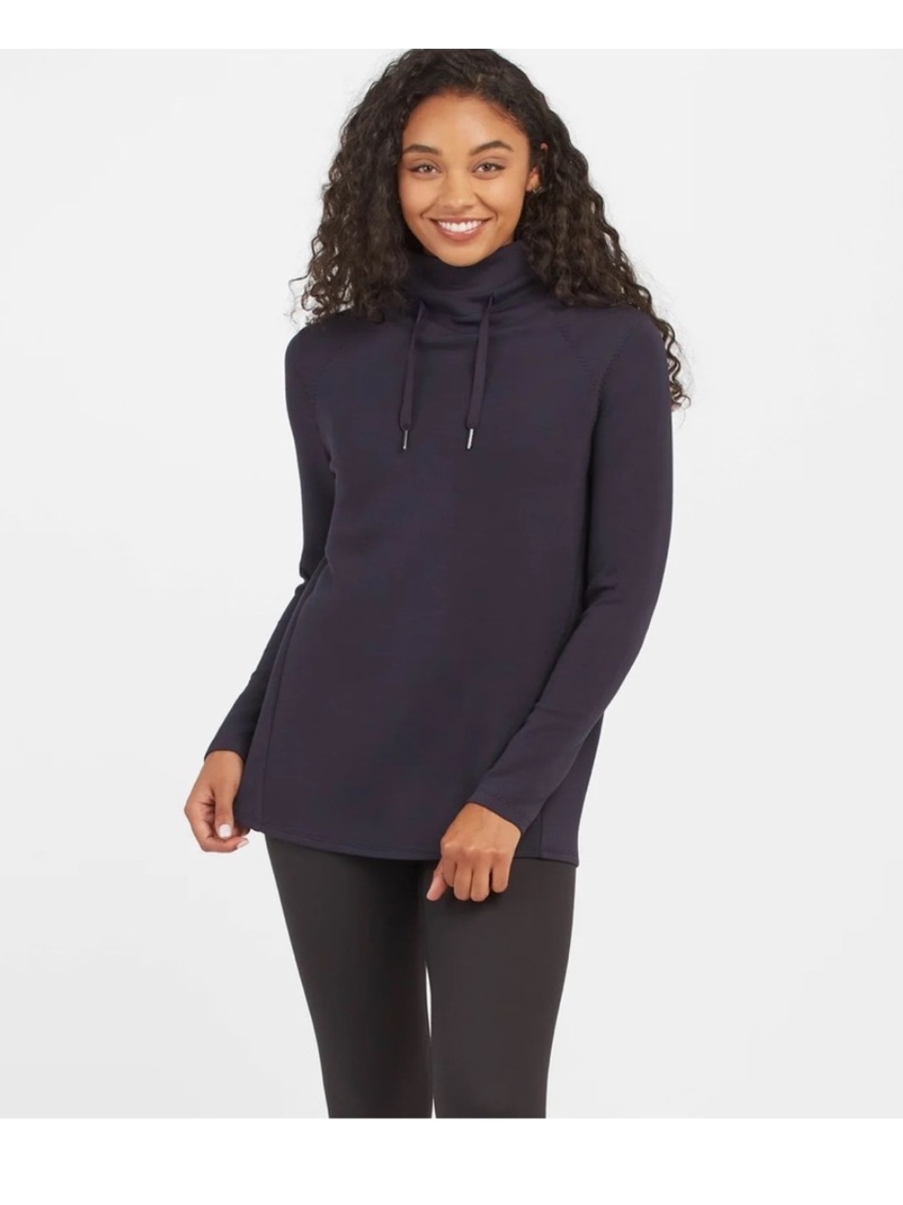 Spanx AirEssentials Got Ya Covered Navy High Neck Pullover Sweater Medium